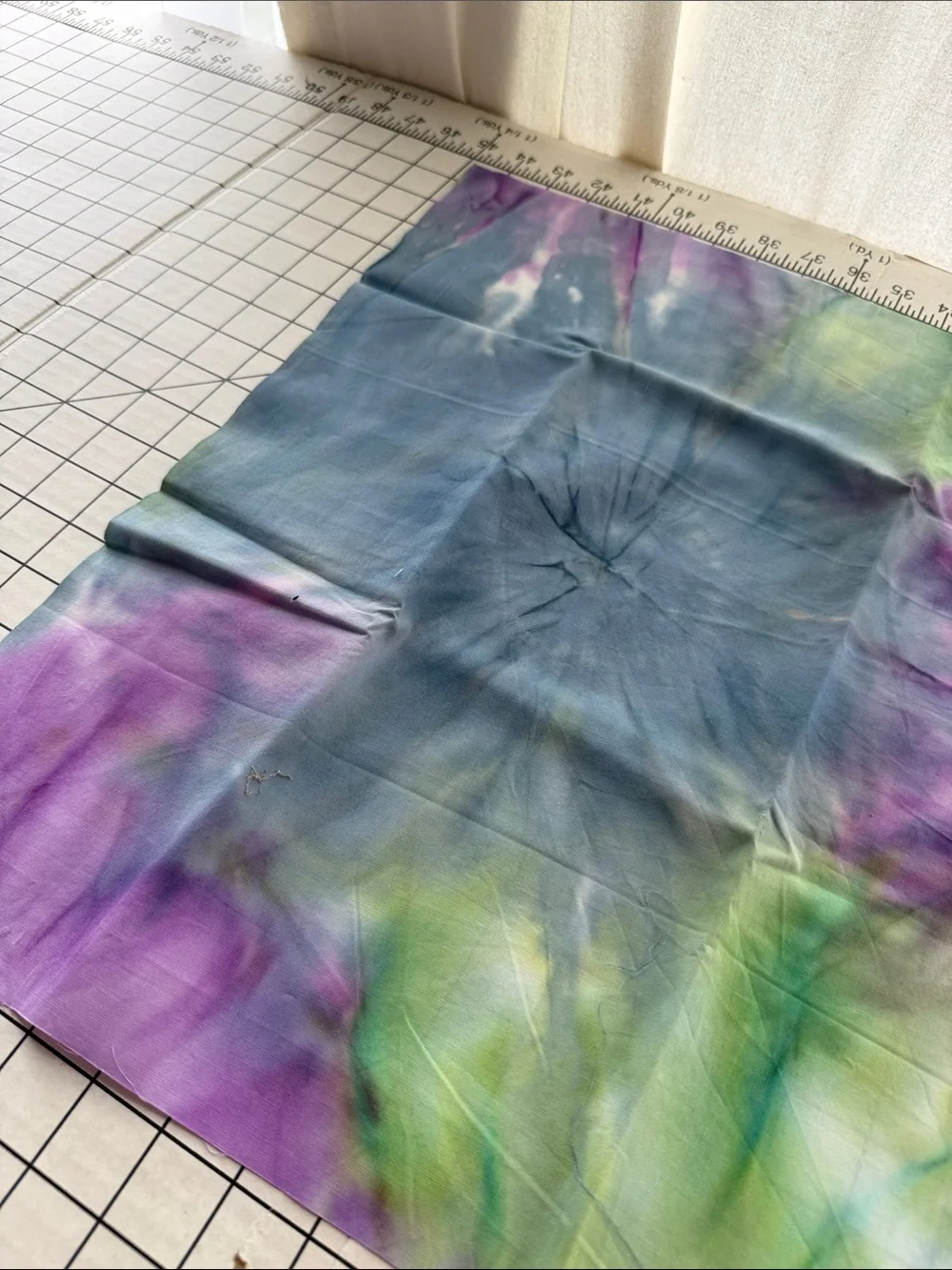 Hand Dyed Batik Quilting Cotton Fabric Lot Blue Purple Green 1 Yard+Fat Quarter